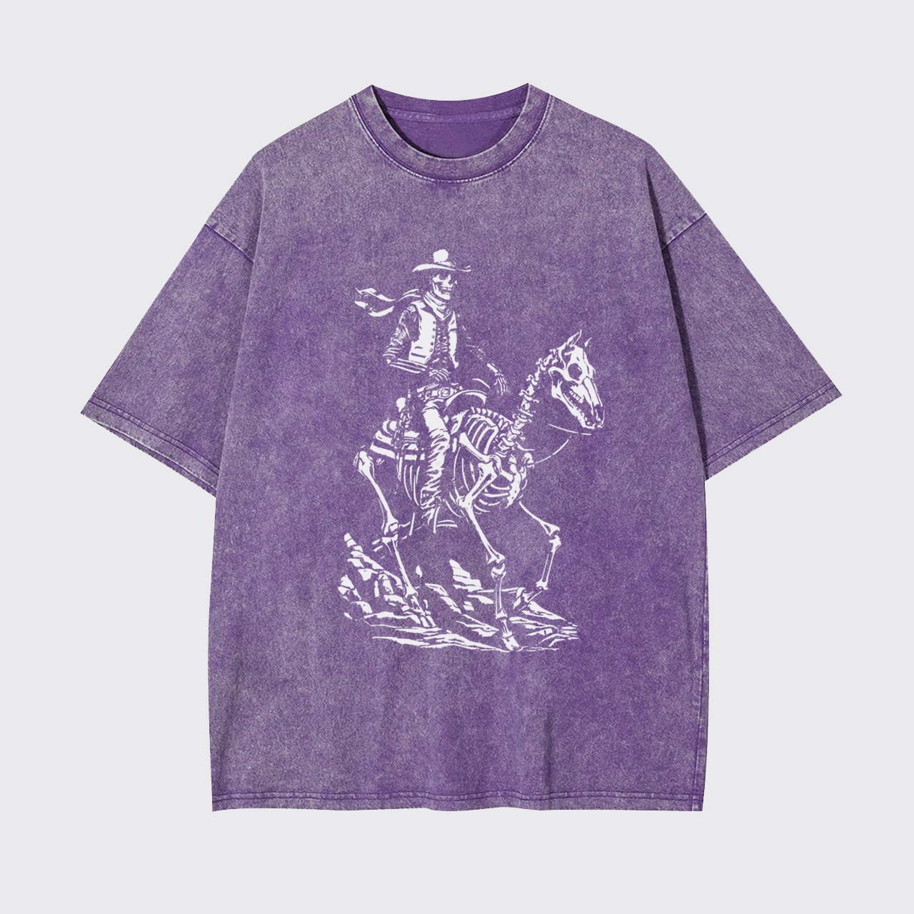 Skeleton Cowboy on Skeleton Horse Garment-dye Tees