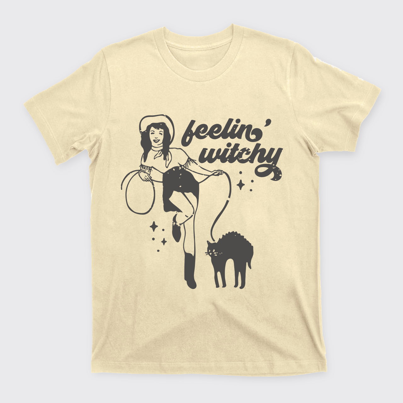 Feeling Witchy Cowgirl Cat Halloween T-Shirts