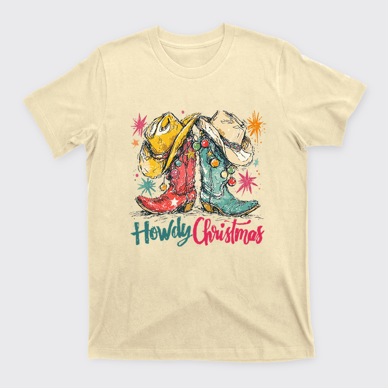 Howdy Christmas Western Cowboy Boot T-Shirts