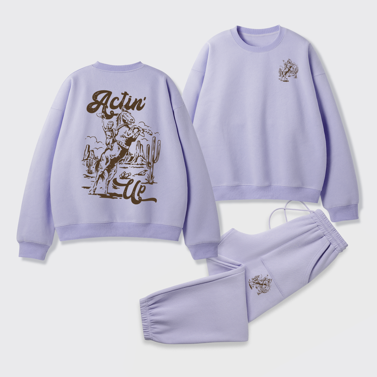 Fleece Hold Your Horses Hoodie Sweatshirt Set