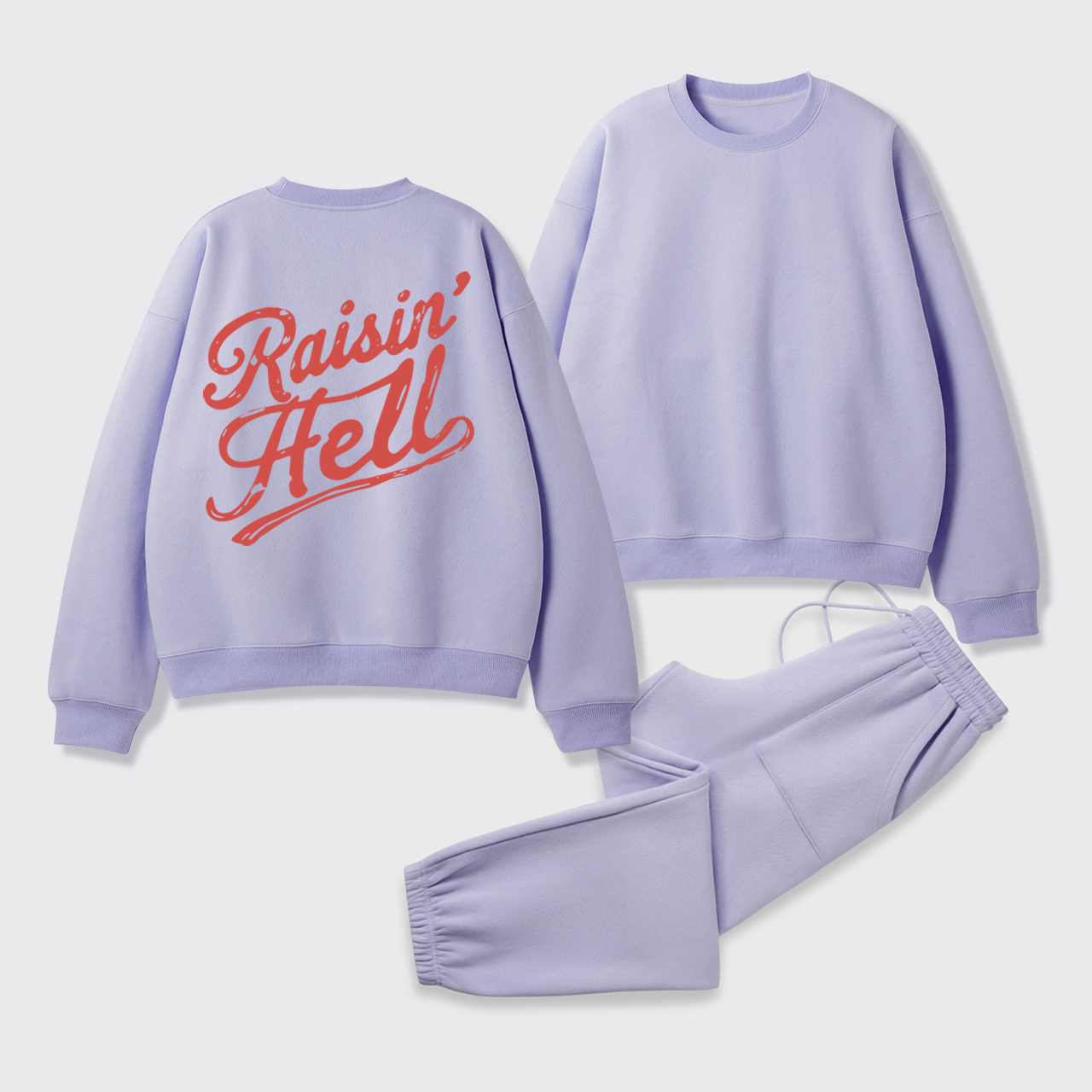 Fleece Vintage Humor Raisin Hell Sweatshirt Set