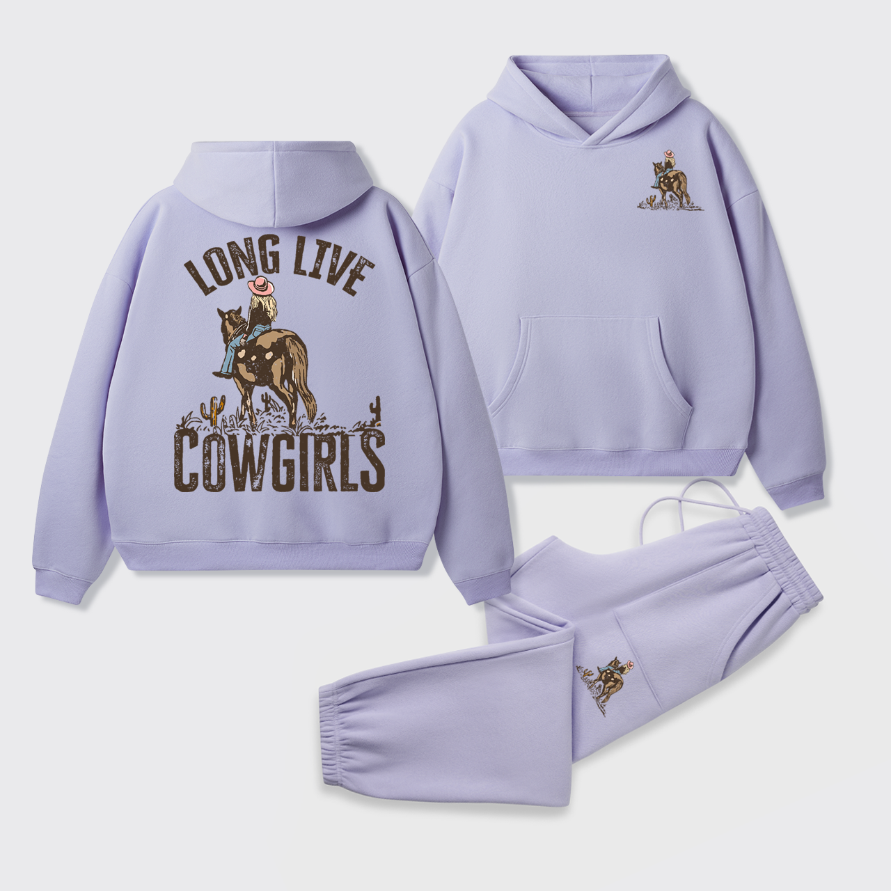 Fleece Long Live Cowgirls Hoodie Set