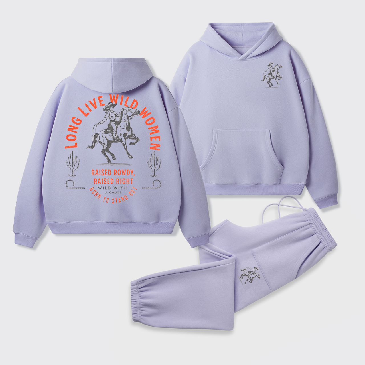 Fleece Long Live Wild Women Hoodie Set