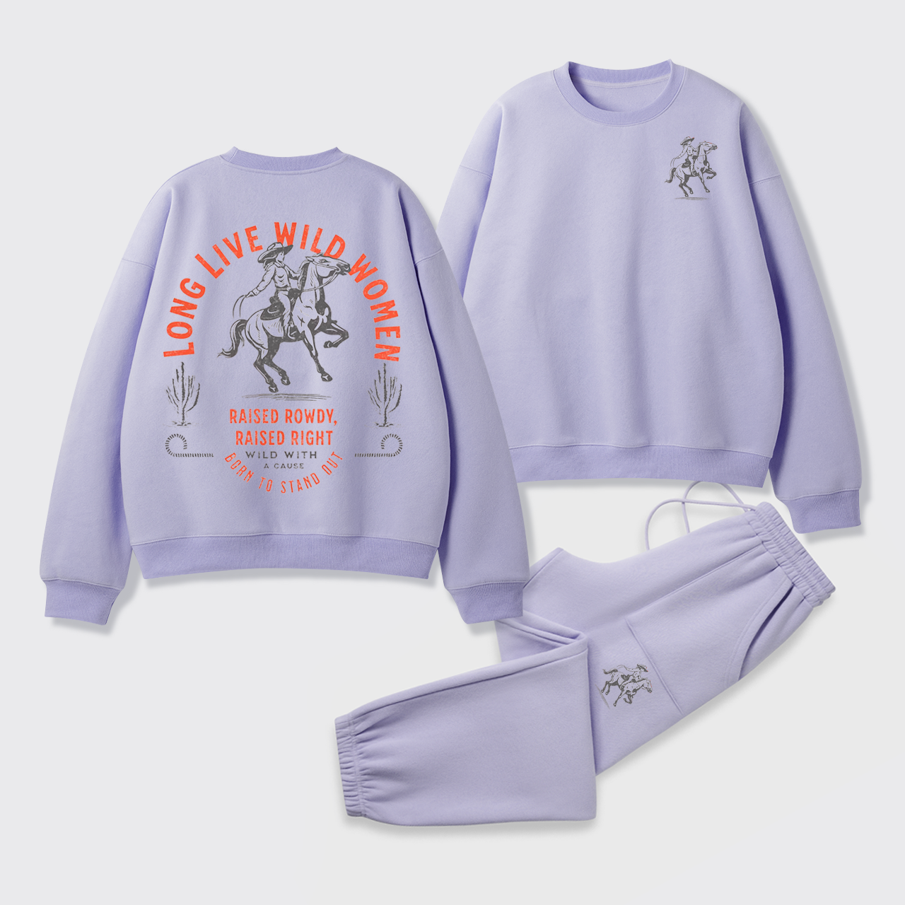 Fleece Long Live Wild Women Sweatshirt Set