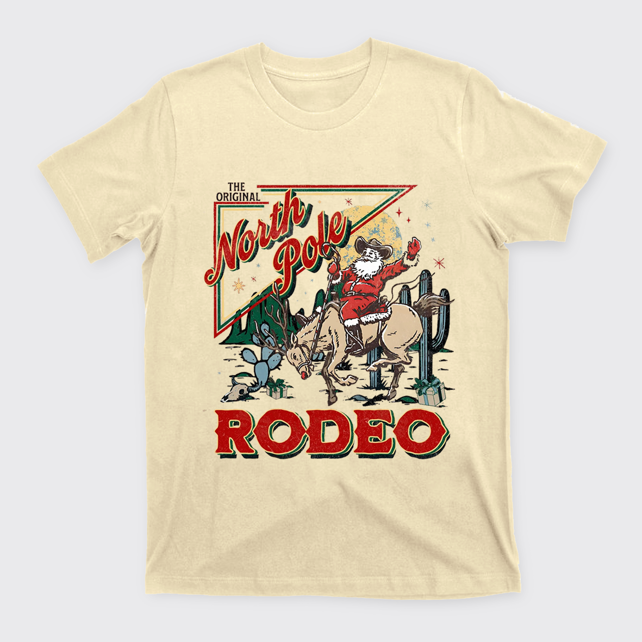 Retro North Pole Rodeo Cowboy Santa Christmas T-Shirts