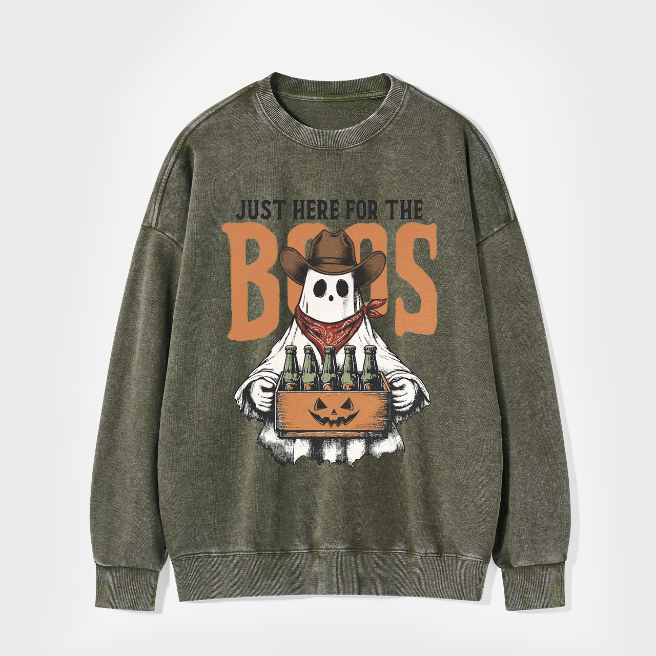 Funny Halloween Just Here For The Boos Washed Sweatshirts