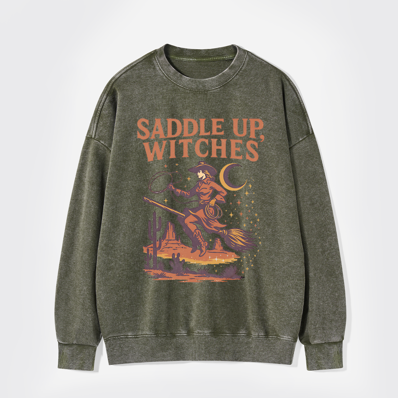 Western Witch Cowgirl Ghost Washed Sweatshirts
