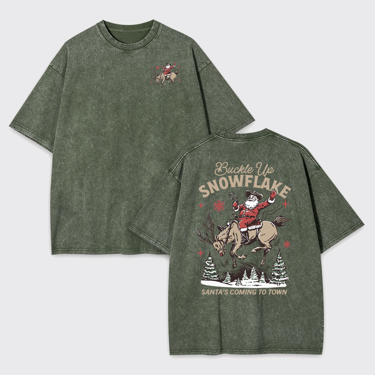 Retro Christmas Cowboy Santa Garment-dye Tees