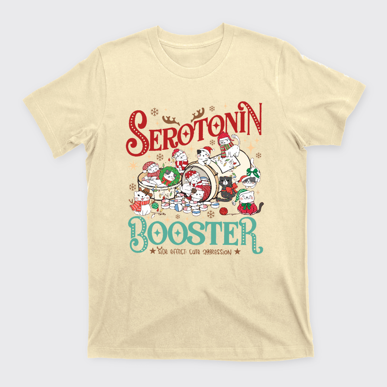 Serotonin Booster Cat Mental Health Christmas T-Shirts