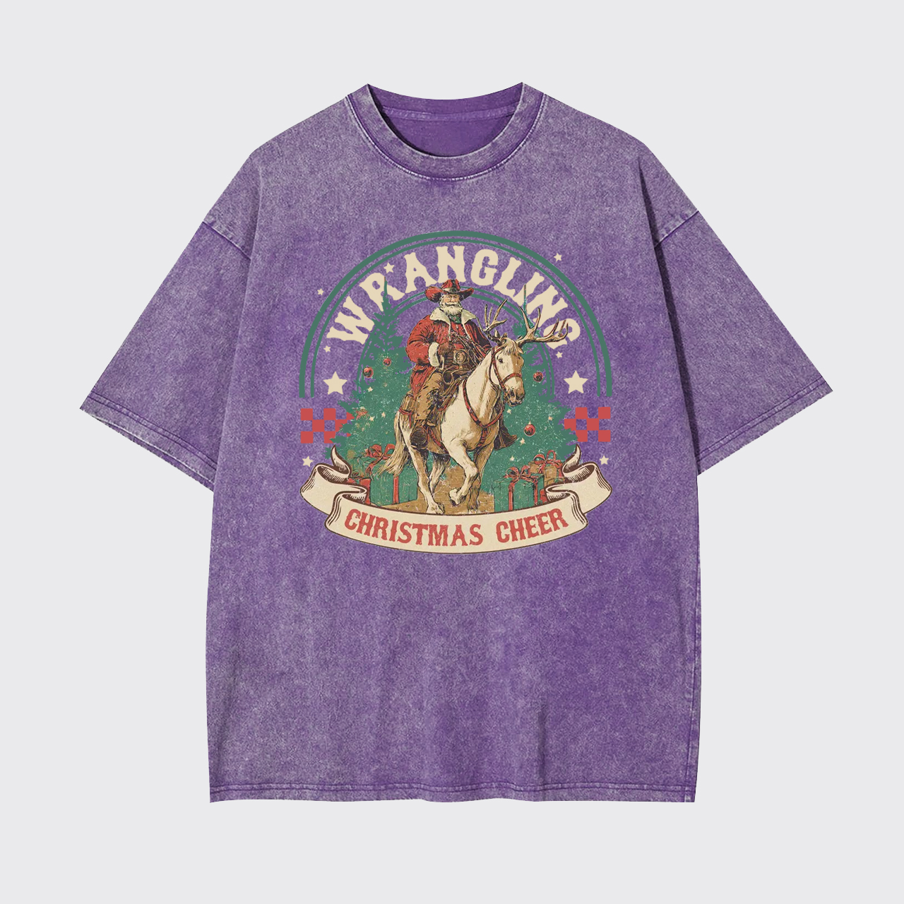 Wrangling Christmas Cheer Cowboy Santa Garment-dye Tees