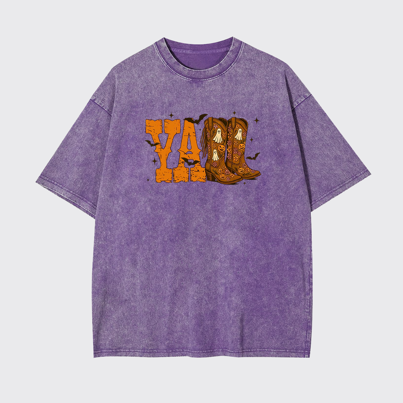 Y'all Halloween Cowboy Boot Garment-dye Tees