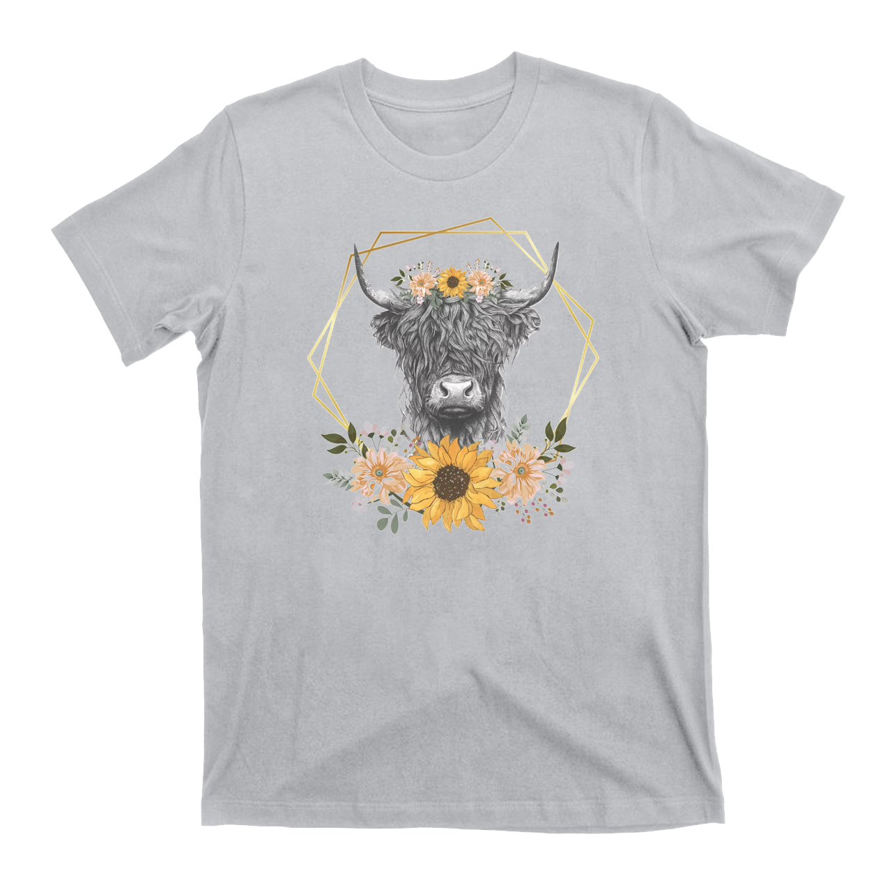 Highland Cow Sunflower Sea Valentine T-Shirts