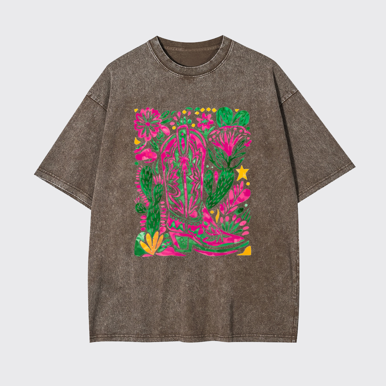 Western Floral Cowboy Boot Garment-dye Tees
