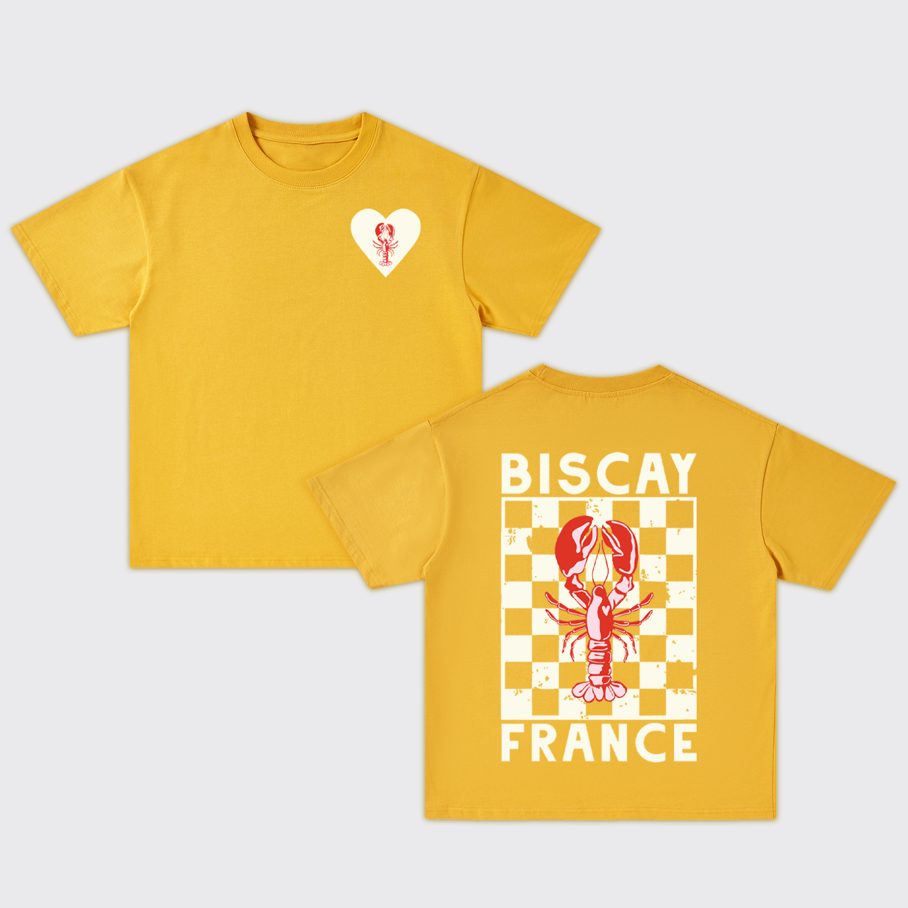 Blue Check Lobster Oversize T-Shirts