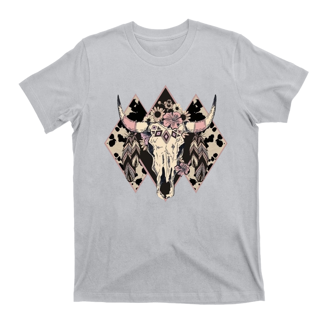 Aztec Western Bull Skull Cowboys  T-Shirts