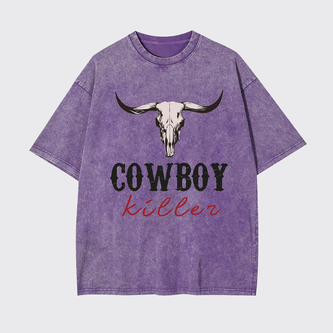Boho Bull Skull Cowboy Killer Garment-dye Tees
