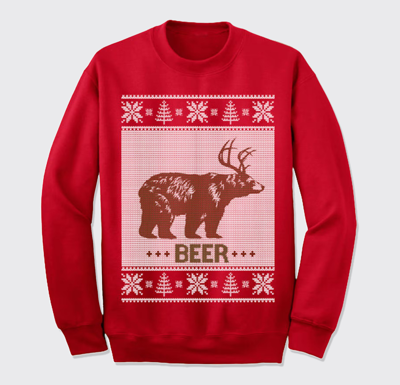 Christmas Bear Beer Deer Ugly Knit Sweatshirt