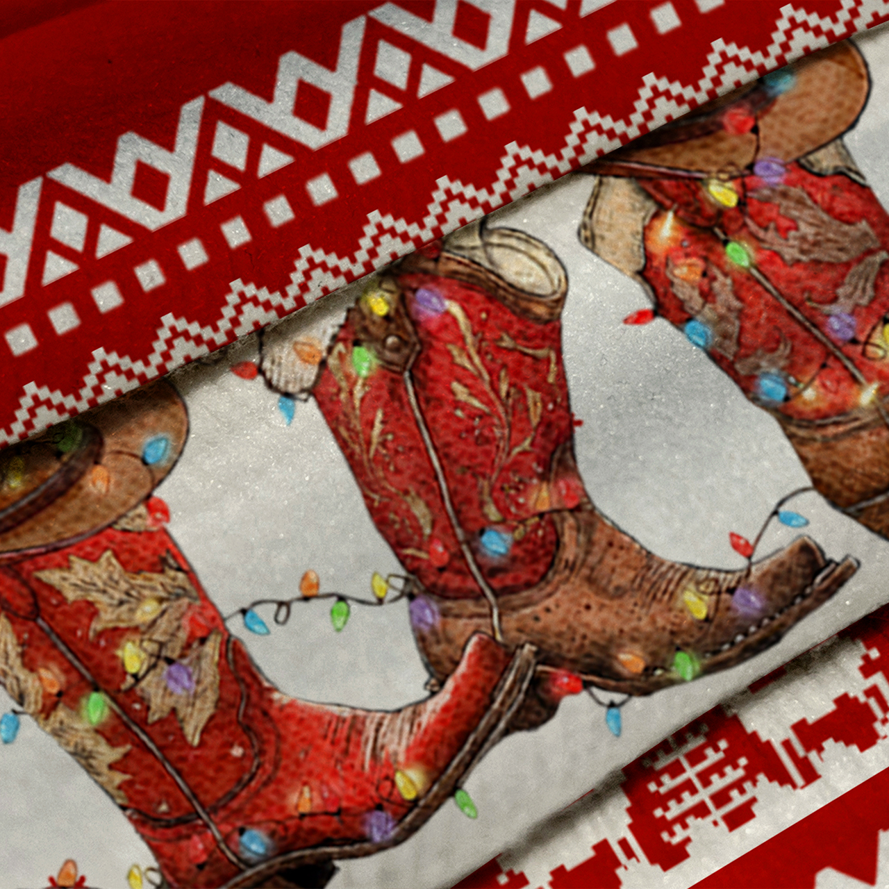 Christmas Cowgirl Boots Ugly Knit Sweatshirt