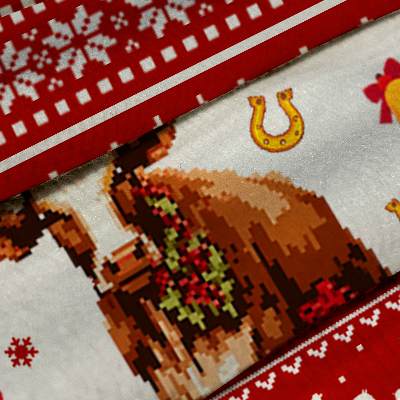 Christmas Cow With Santa Ugly Knit Sweatshirt