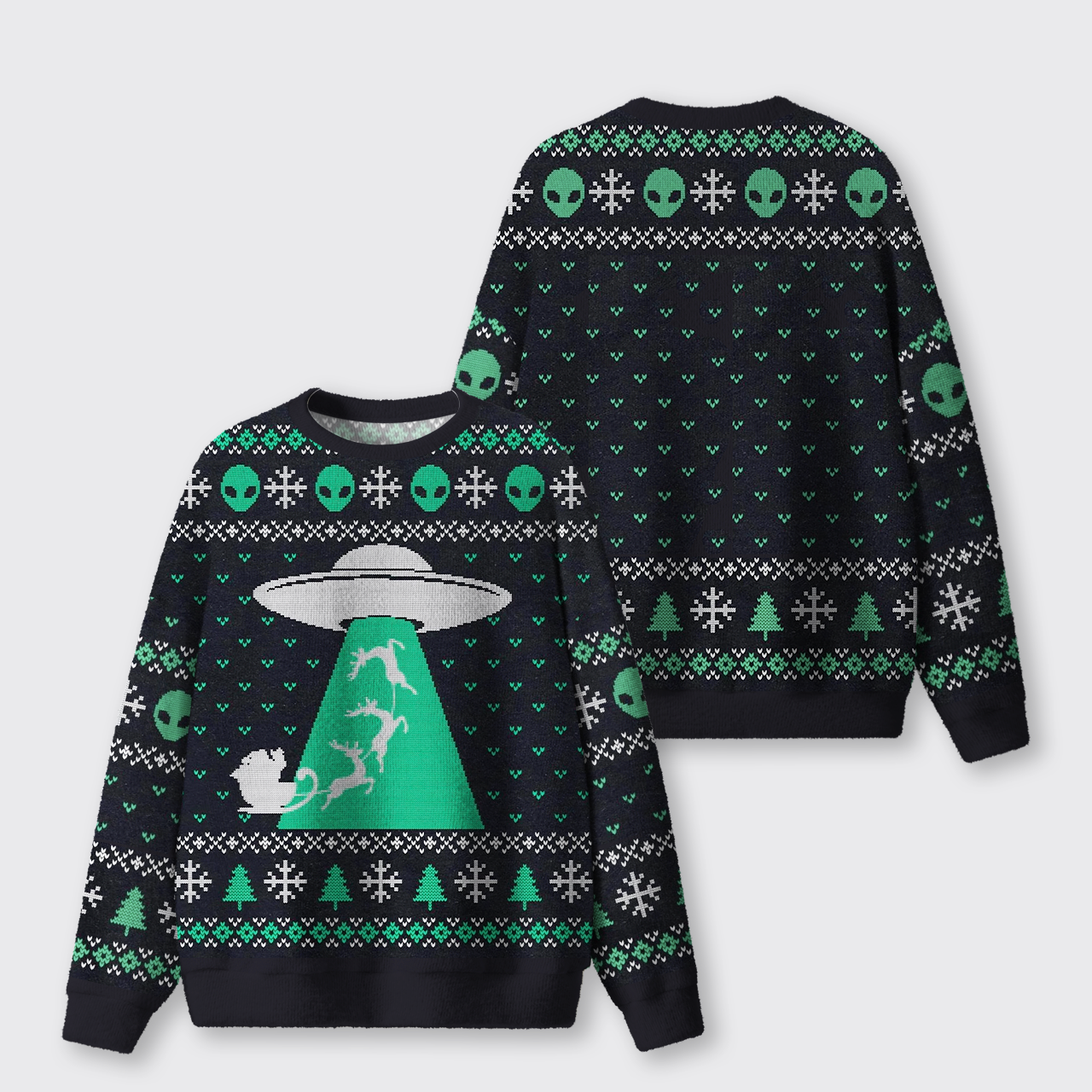 Alien Flying Saucer Ugly Knit Sweatshirt