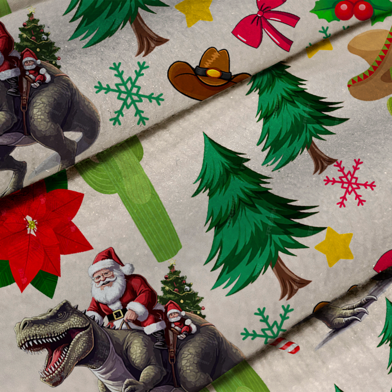 Cowboy Riding Dinosaur Christmas Ugly Knit Sweatshirt