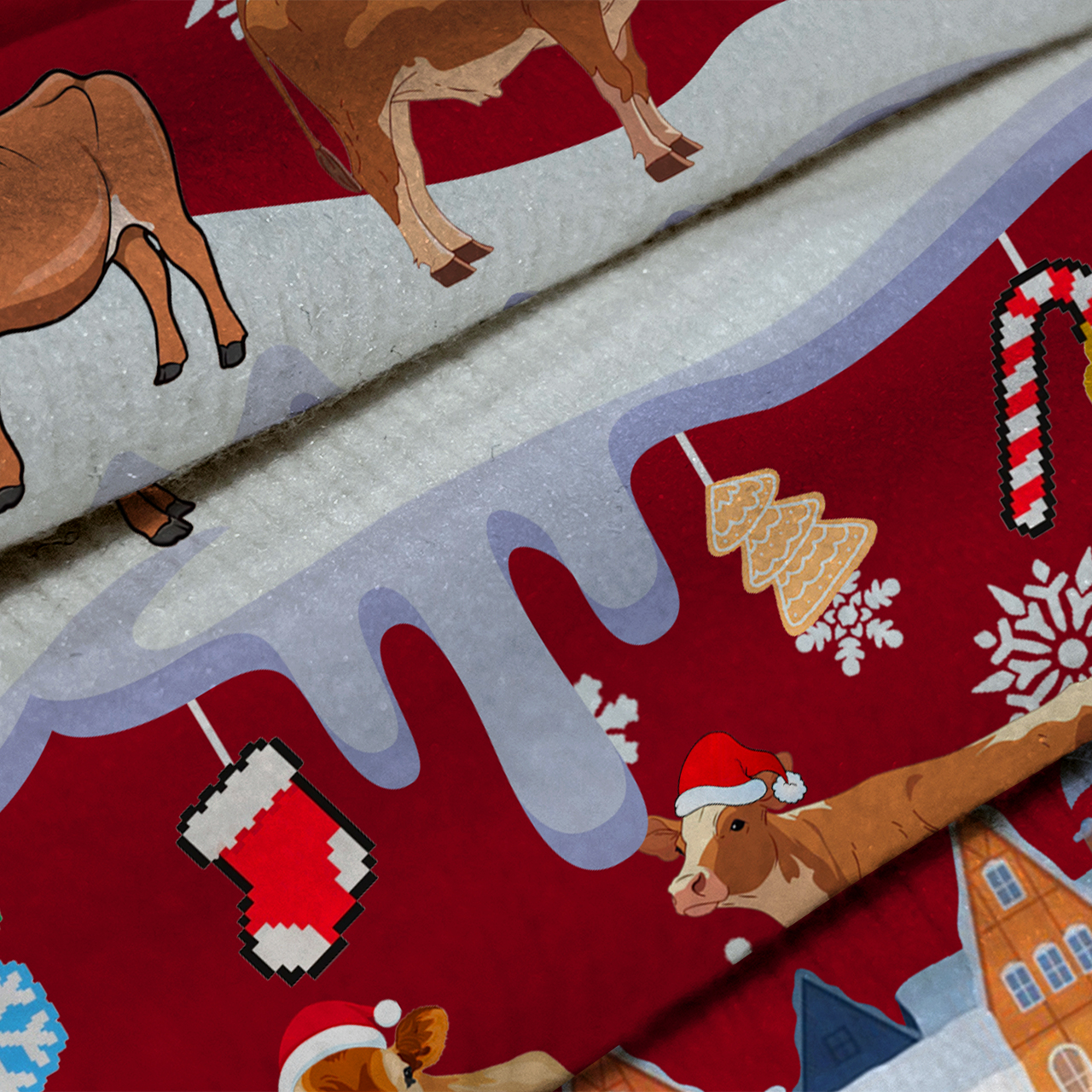 Cow Farm Funny Xmas Ugly Knit Sweatshirt