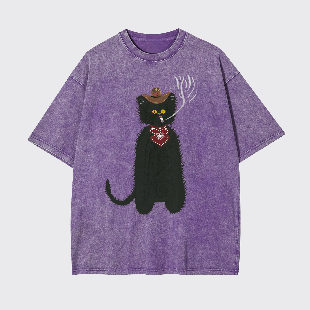 Cat Cowboy Smoking Garment-dye Tees