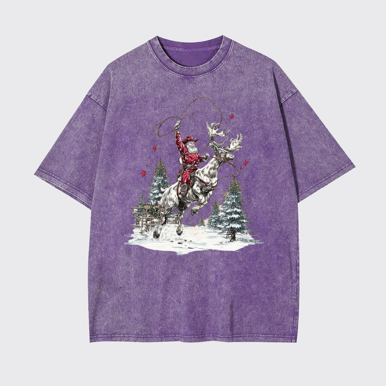 Retro Cowboy Santa Claus Garment-dye Tees