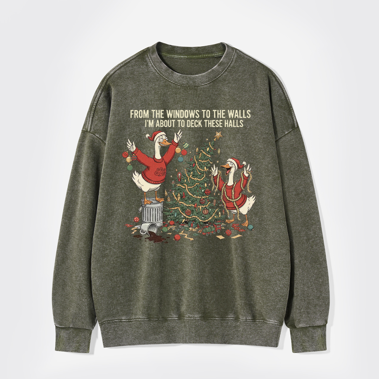 Funny Christmas Goose Washed Sweatshirts