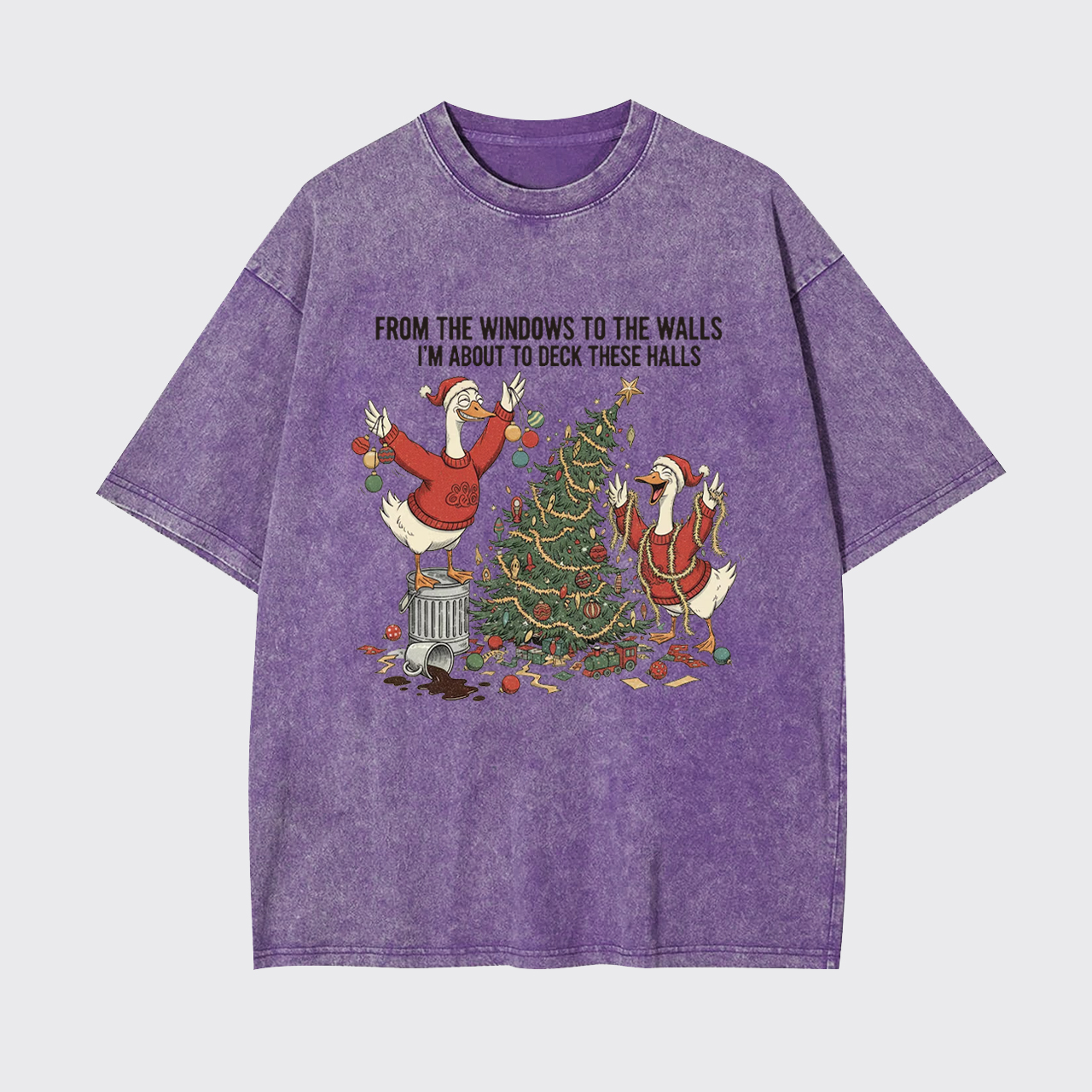 Funny Christmas Goose Garment-dye Tees