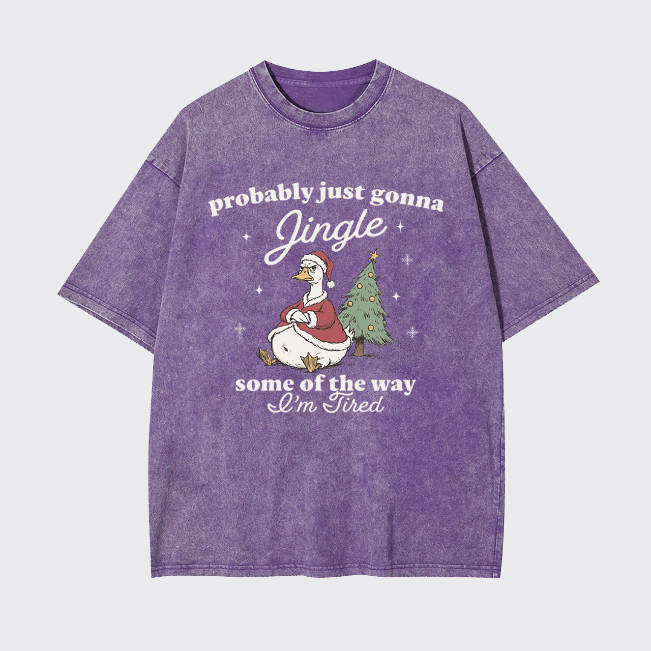Funny Tired Christmas Goose Garment-dye Tees