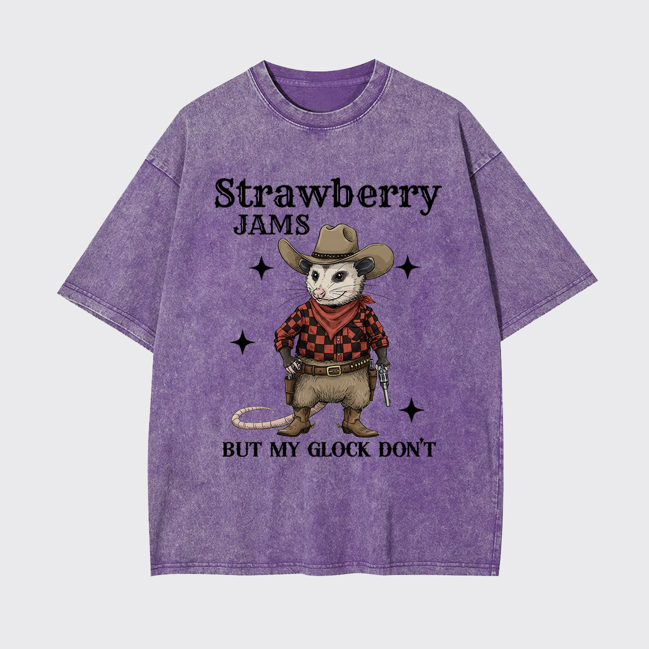 Cowboy Opossum With Gun Garment-dye Tees