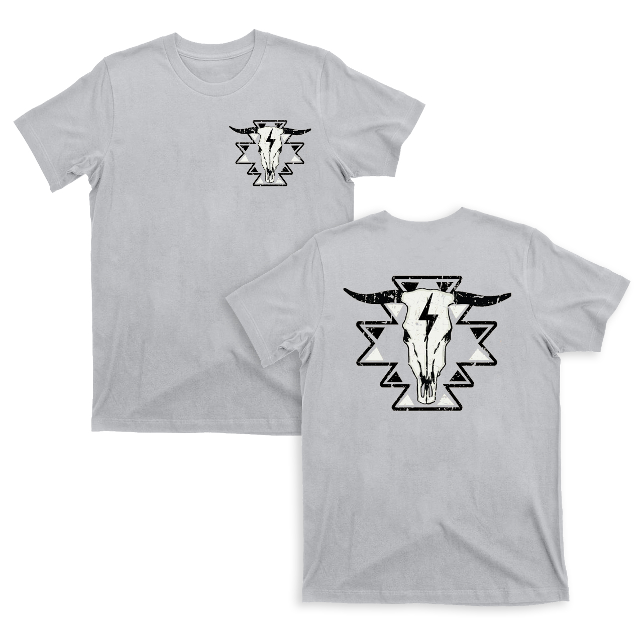 Aztec Cow Skull Lightening Longhorn T-Shirts