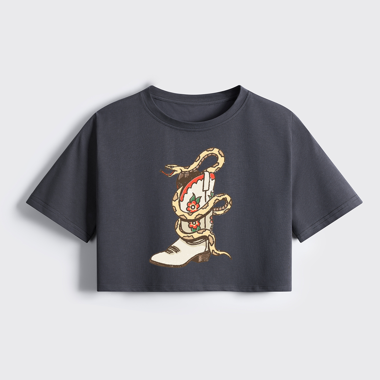 Snake in the Boot Cropped Boxy Tee