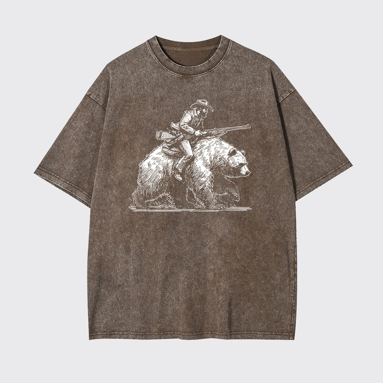 Cowboy Riding A Bear Garment-dye Tees