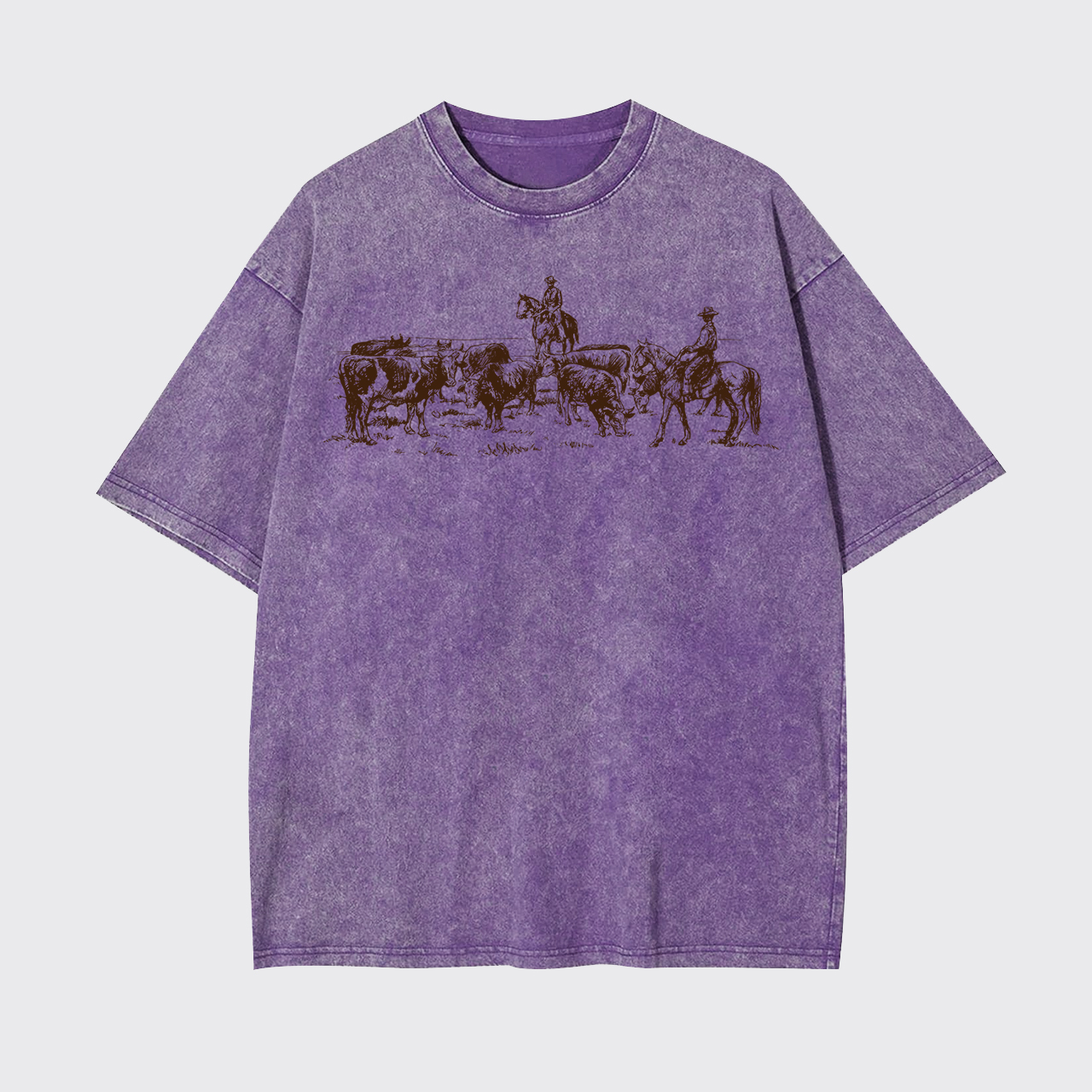 Cowboy Rodeo Western Horse Garment-dye Tees