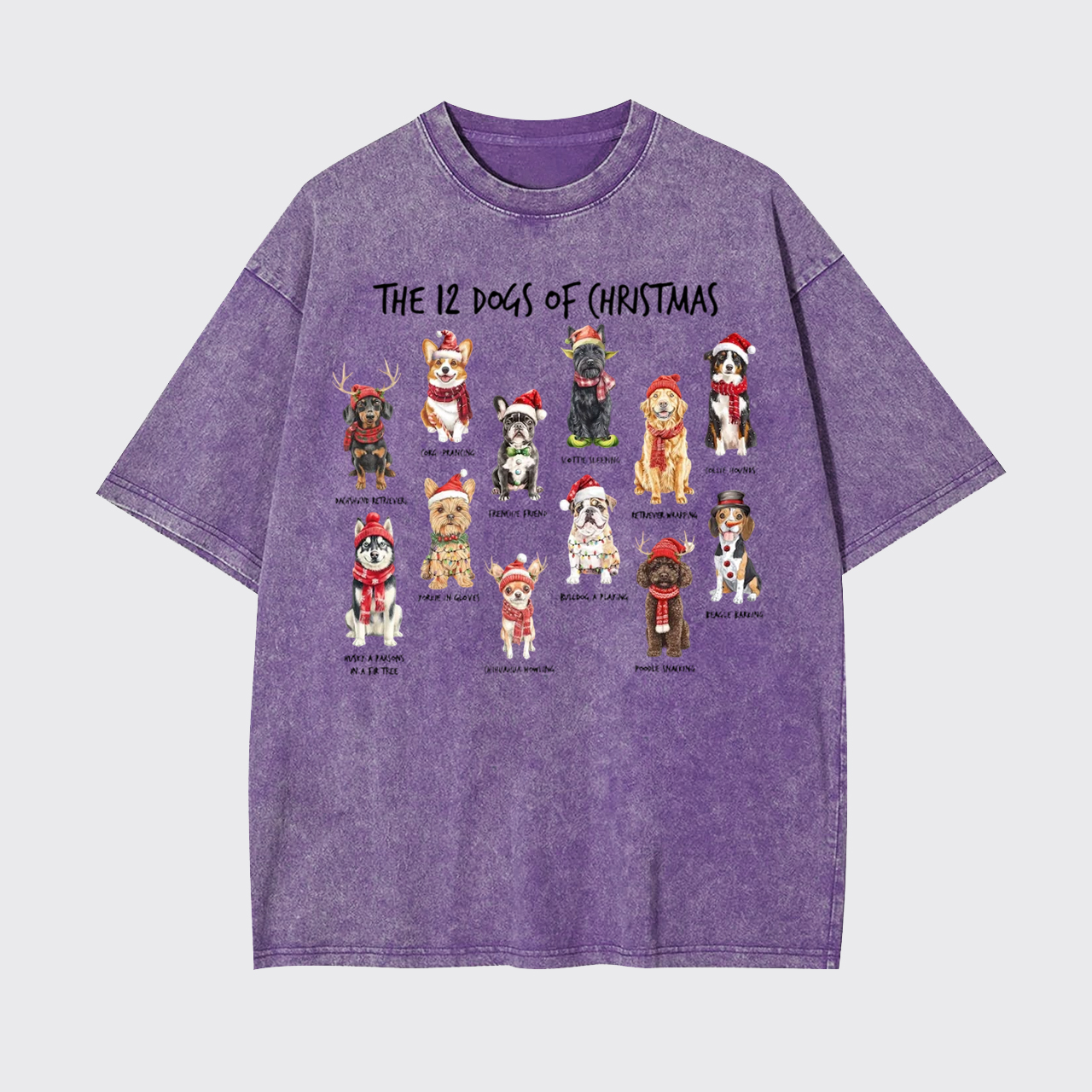 Retro 12 Dogs of Christmas Garment-dye Tees
