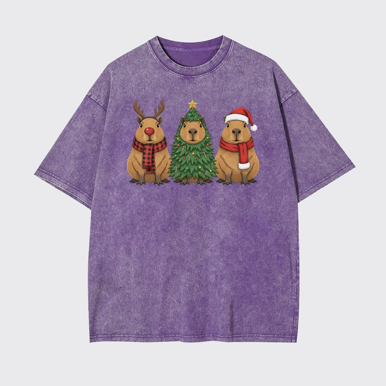 Santa Capybara Christmas Garment-dye Tees