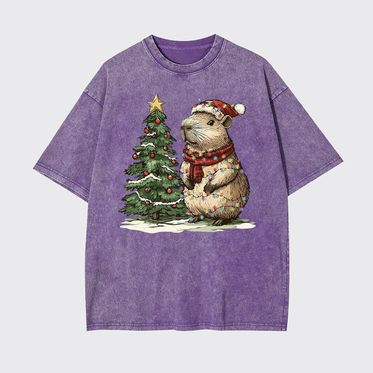 Capybara Christmas Tree Garment-dye Tees