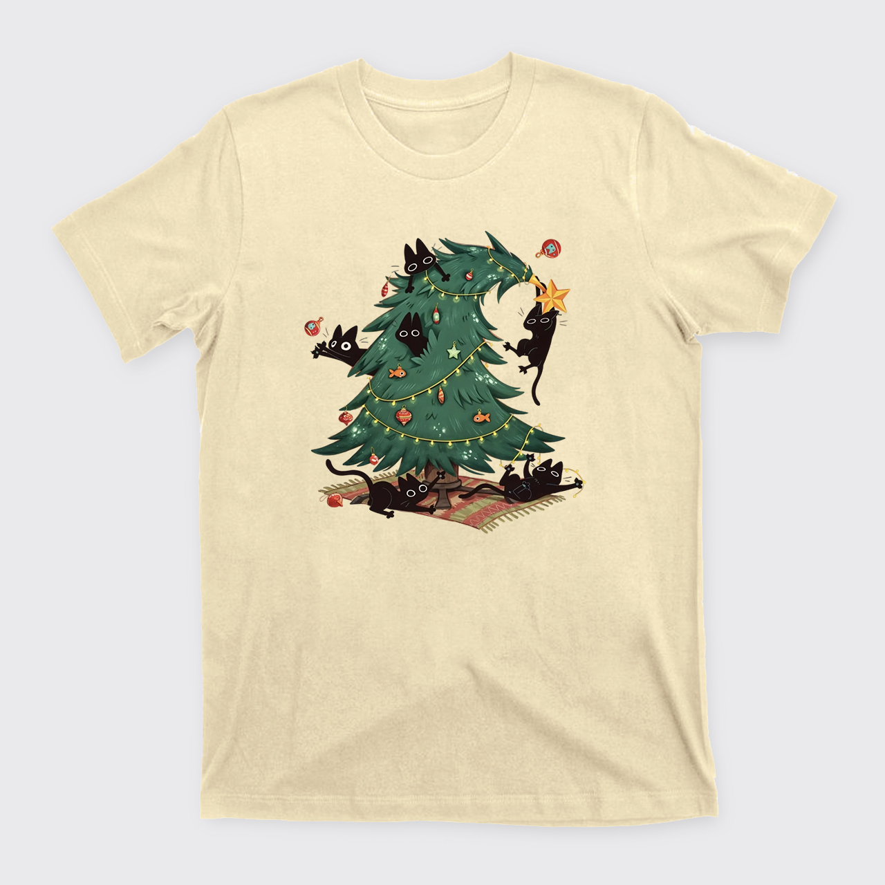 Christmas Tree And Black Cat T-Shirts