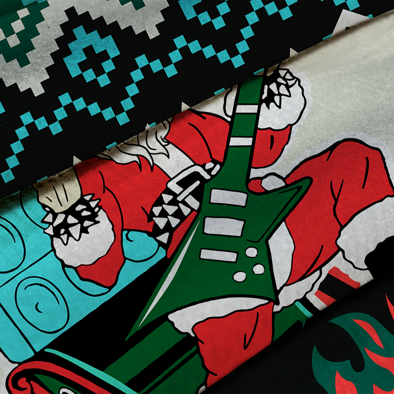 Heavy Metal Music Rocker Holiday Ugly Knit Sweatshirt