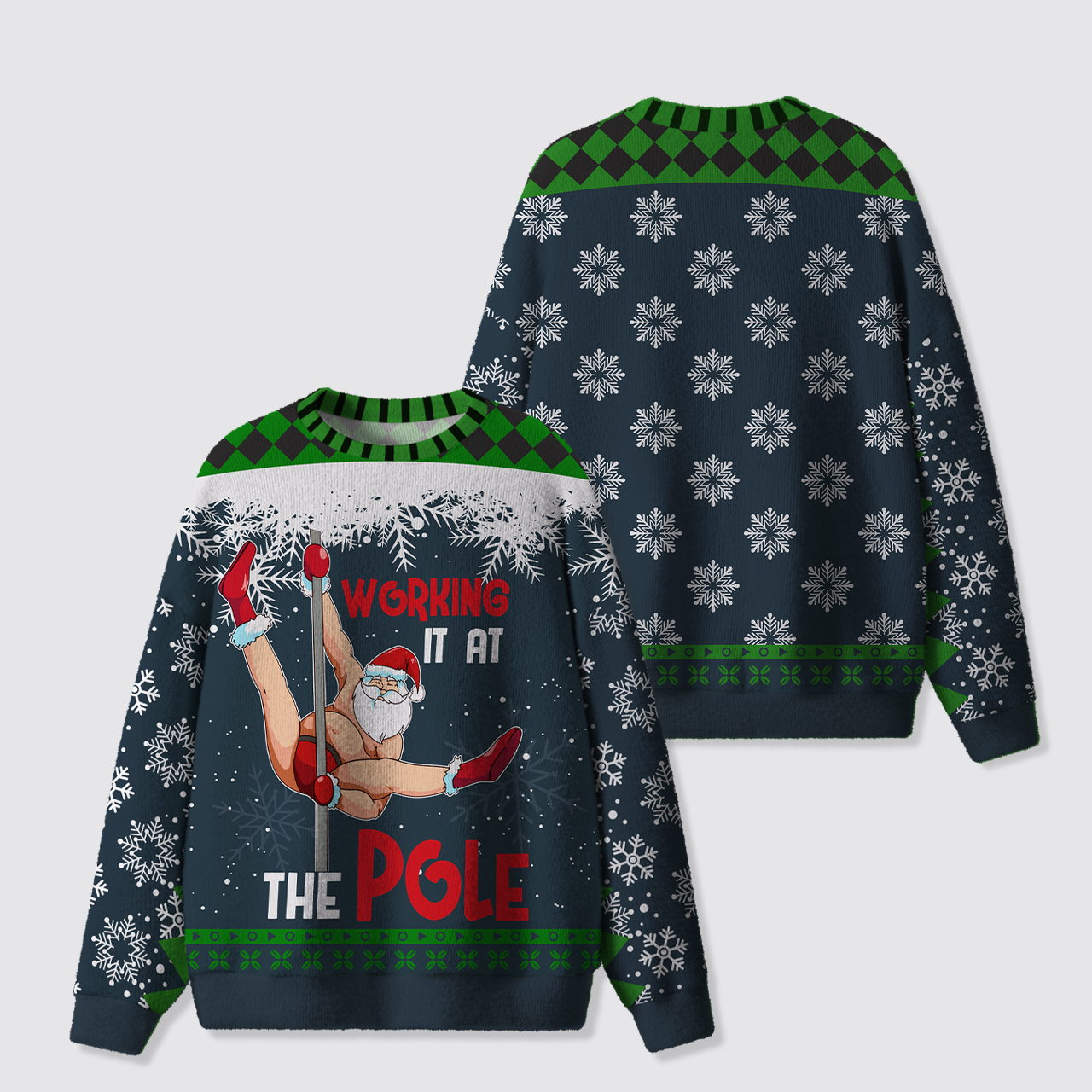 Funny Santa Pole Dancing Ugly Knit Sweatshirt
