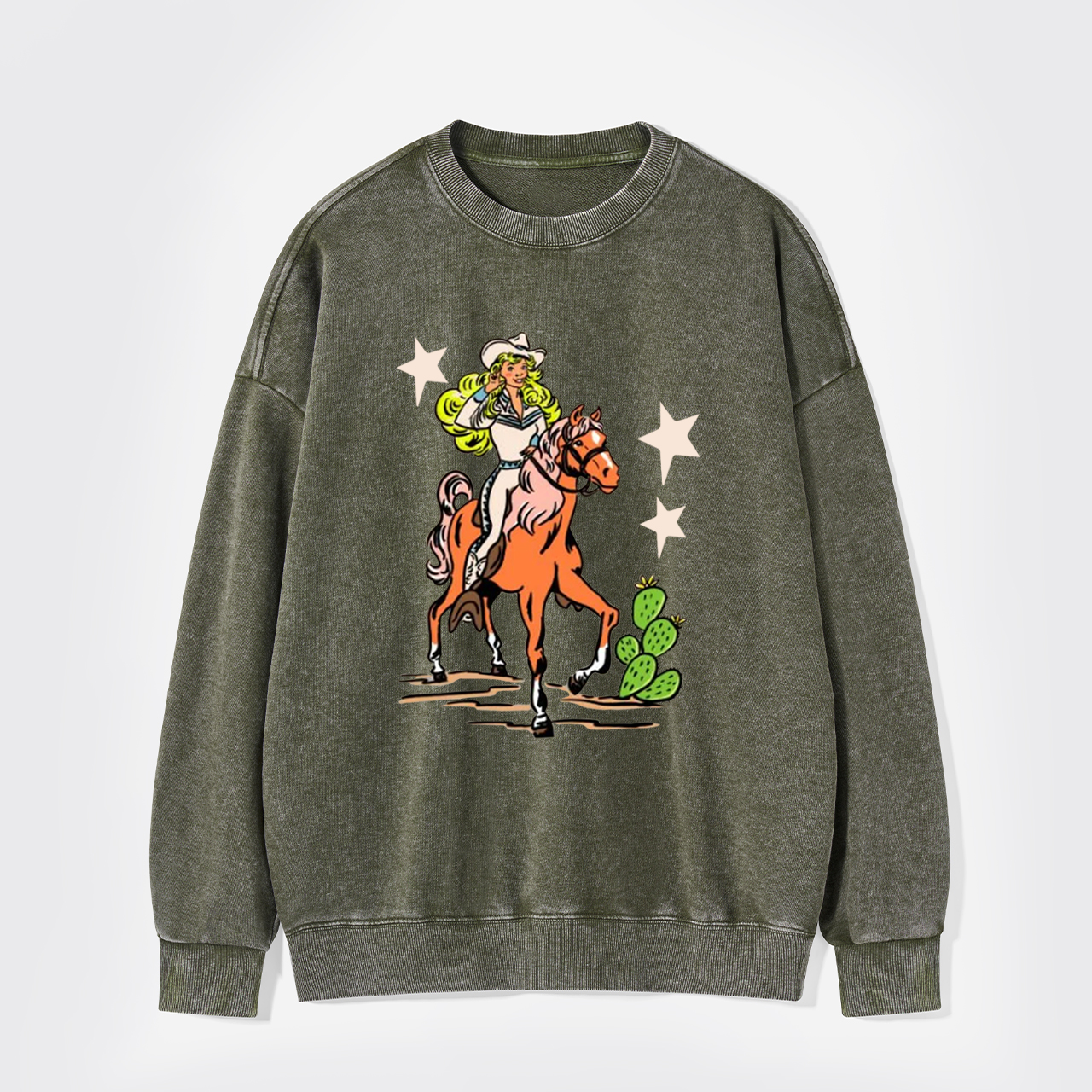 Retro Rodeo Cowgirl Washed Sweatshirts