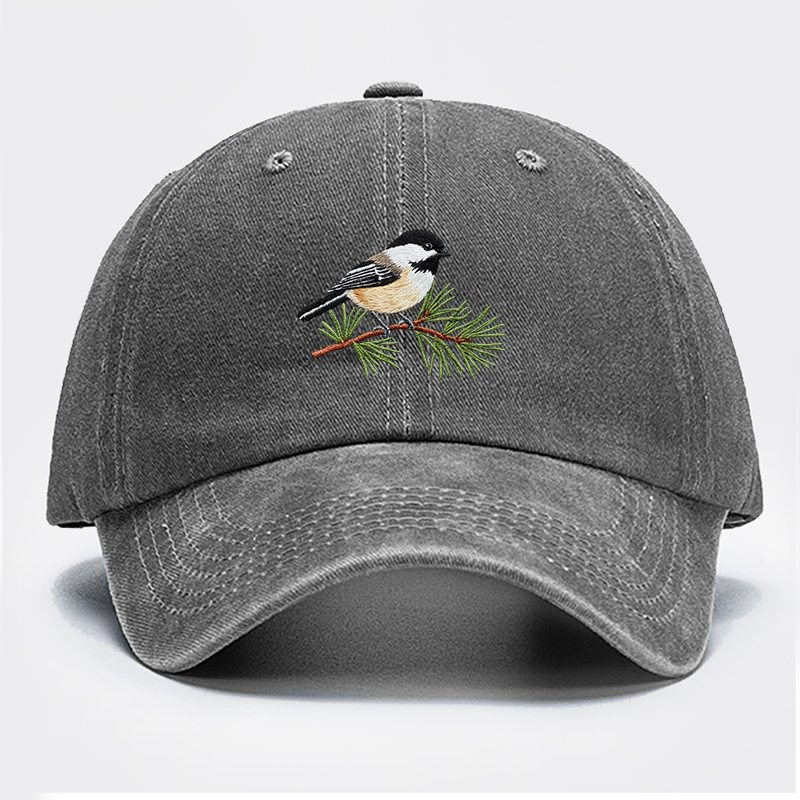 Embroidered Chickadee Baseball Cap