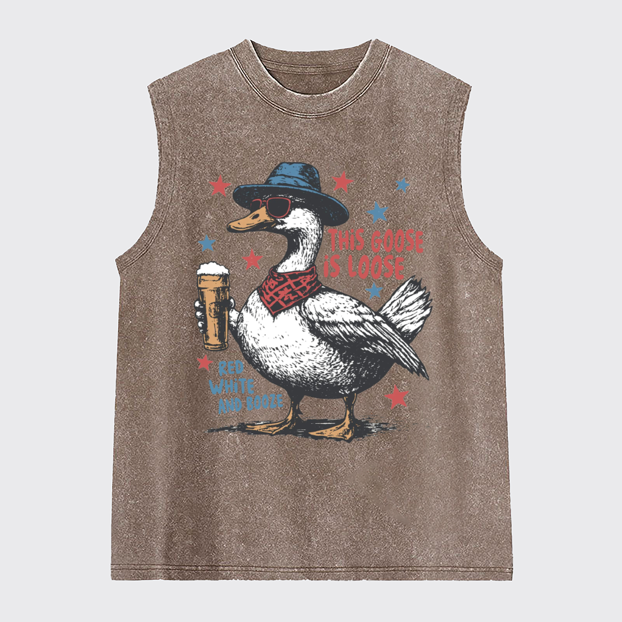 Humorous 4th Of July-This Goose Is Loose Washed Tanks