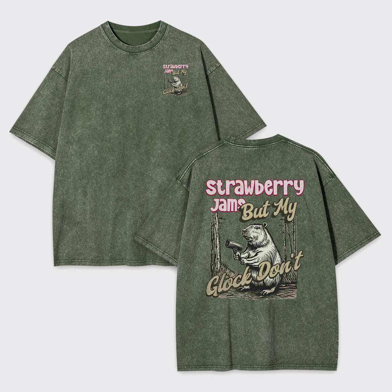 Funny Capybara-Strawberry Jams But My Don't Garment-dye Tees
