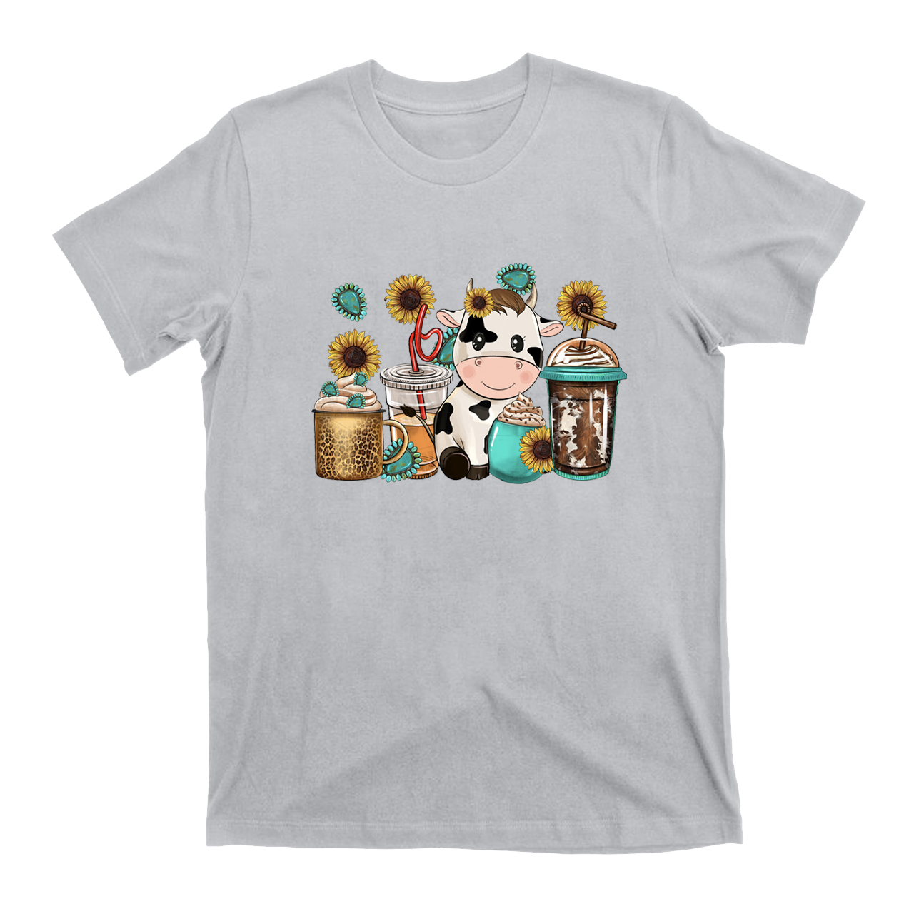 Western Cow Coffee Cups T-Shirt