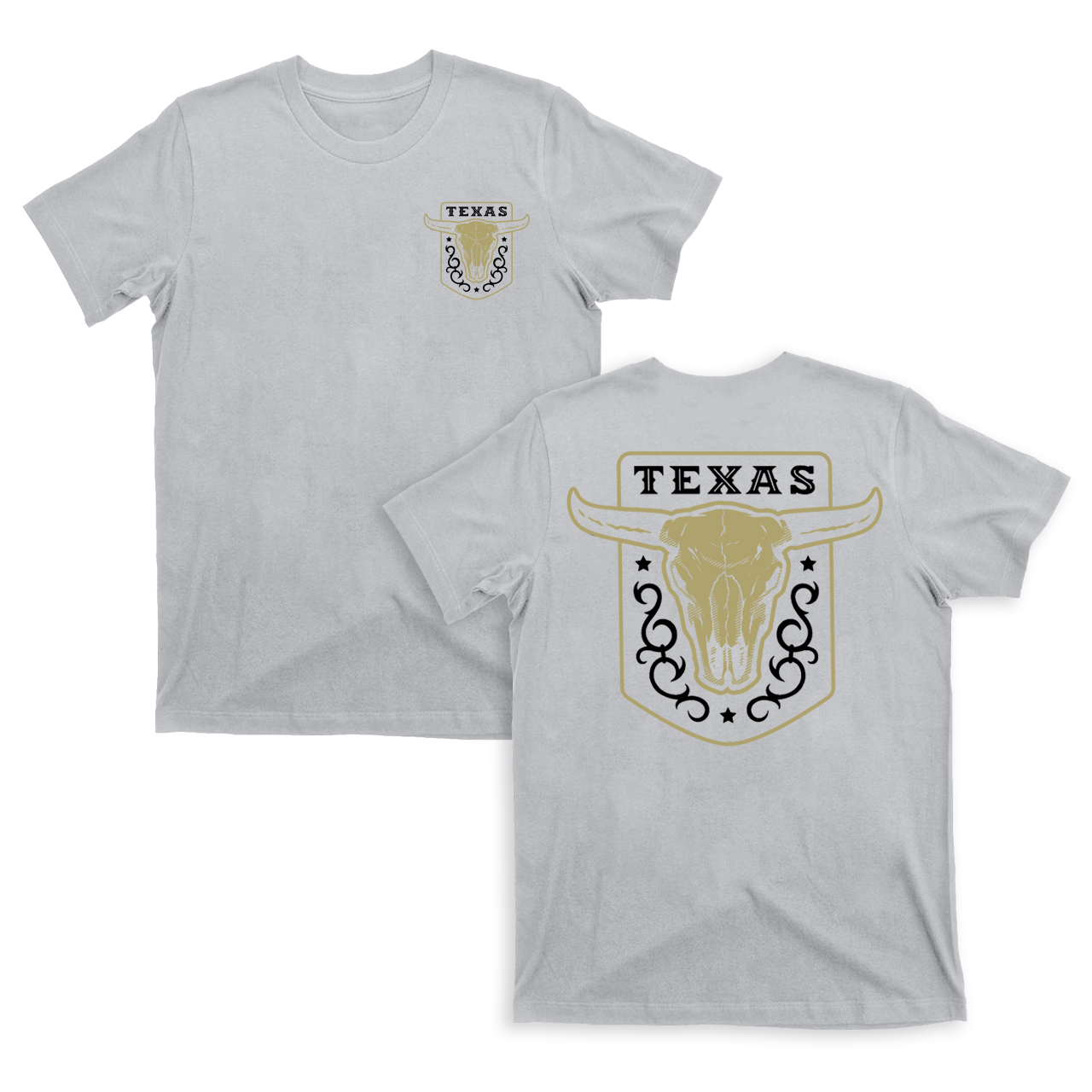 Texas Vintage Emblem With Bull Skull On a Dark T-Shirt