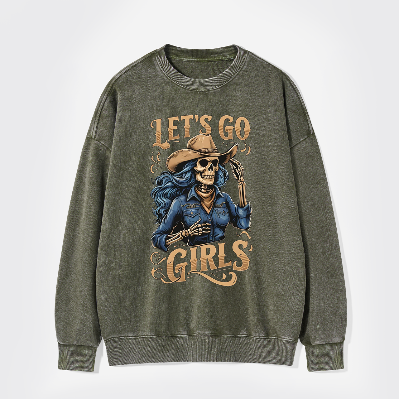 Let's Go Girls Creepy Cowgirl Washed Sweatshirts