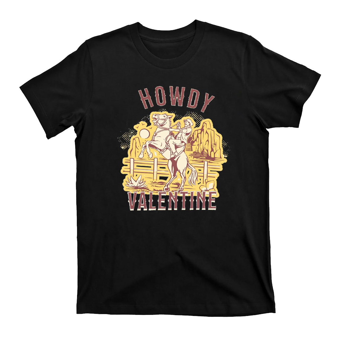Desert Golden Sunset Howdy Valentine T-Shirts